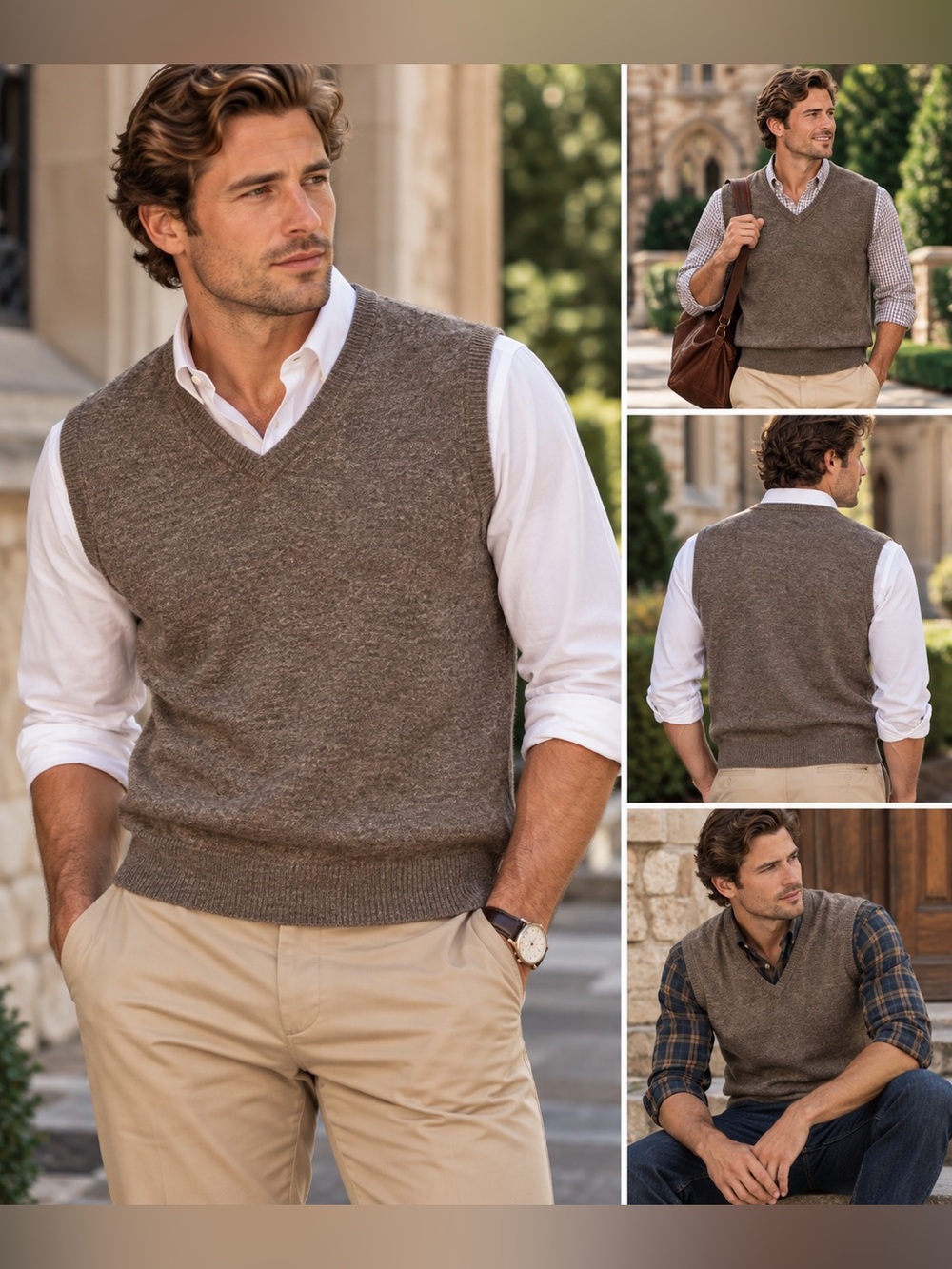 Geoffrey Beene Sweater Vest - Merino Wool Blend - Large - Old Money, Luxury